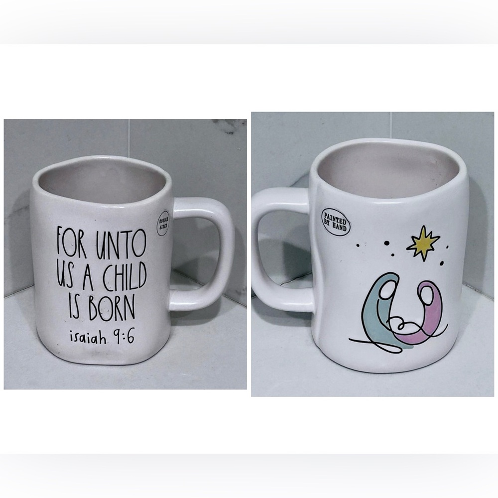 NEW Rae Dunn Double-sided Mug Manger Scene & For Unto Us a Child is Born Isaiah